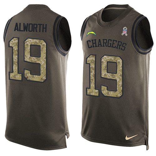Nike Chargers #19 Lance Alworth Green Men's Stitched NFL Limited Salute To Service Tank Top Jersey - Click Image to Close